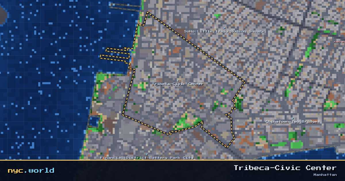 pixel-art map of Tribeca-Civic Center, Manhattan on nyc.world