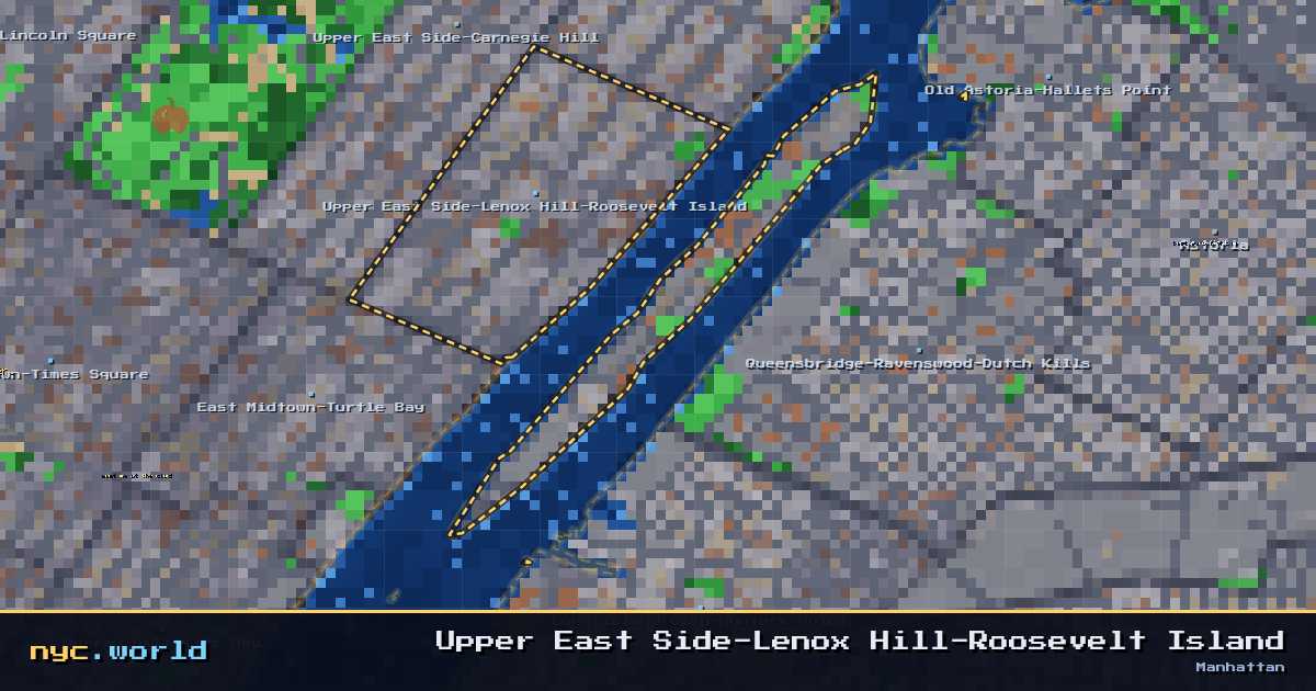 pixel-art map of Upper East Side-Lenox Hill-Roosevelt Island, Manhattan on nyc.world
