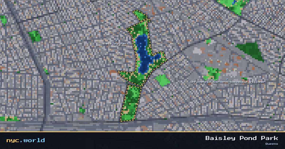 pixel-art map of Baisley Pond Park, Queens on nyc.world