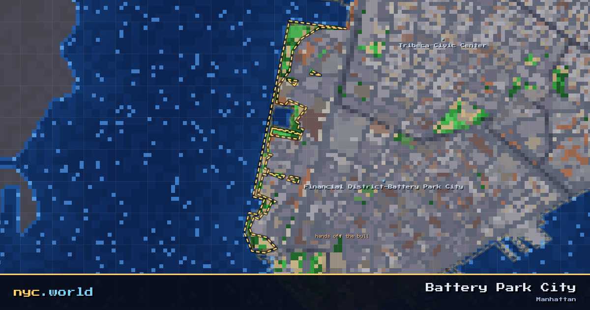 pixel-art map of Battery Park City, Manhattan on nyc.world