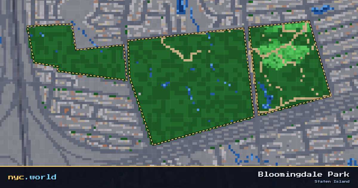 pixel-art map of Bloomingdale Park, Staten Island on nyc.world