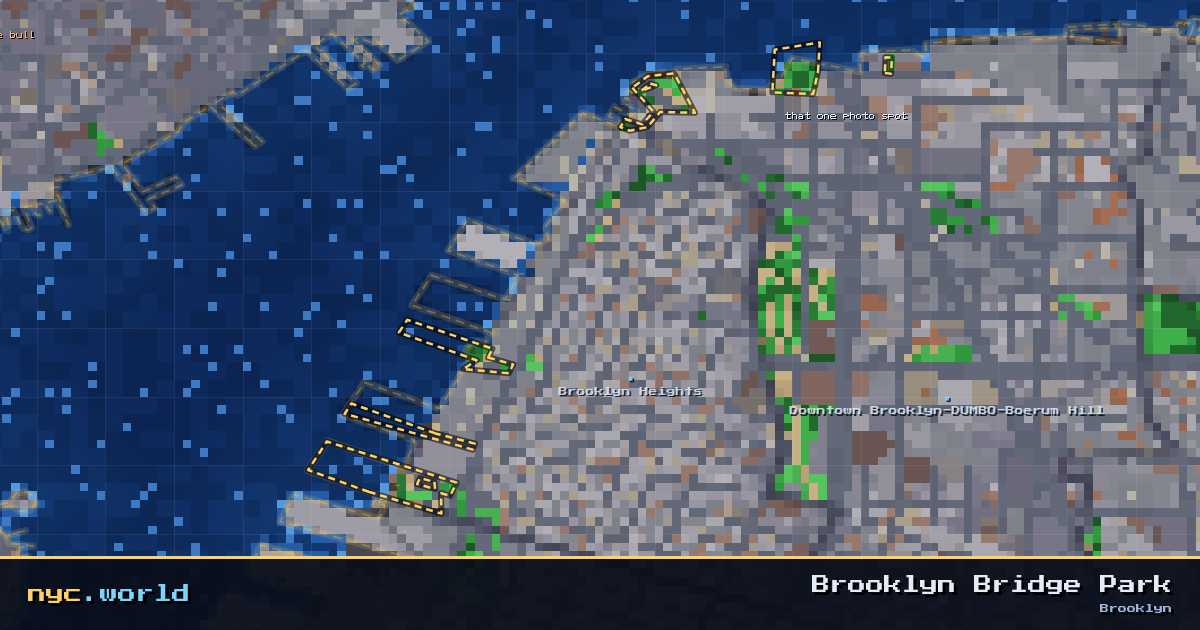 pixel-art map of Brooklyn Bridge Park, Brooklyn on nyc.world