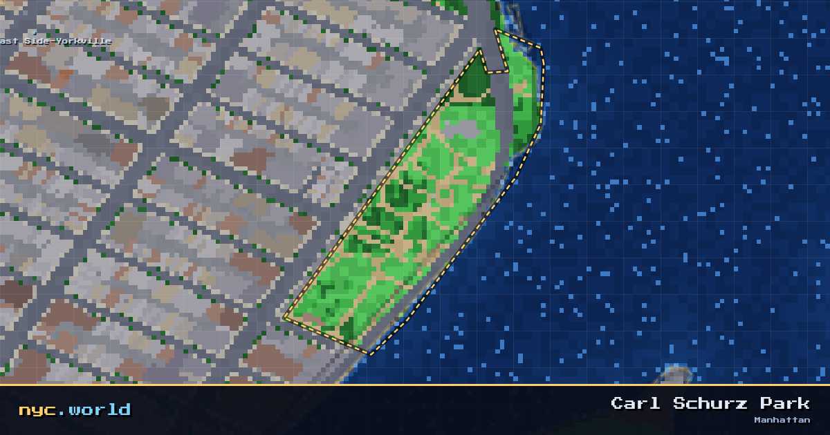 pixel-art map of Carl Schurz Park, Manhattan on nyc.world