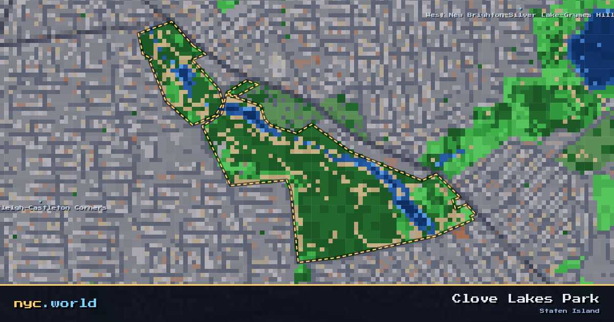 pixel-art map of Clove Lakes Park, Staten Island on nyc.world