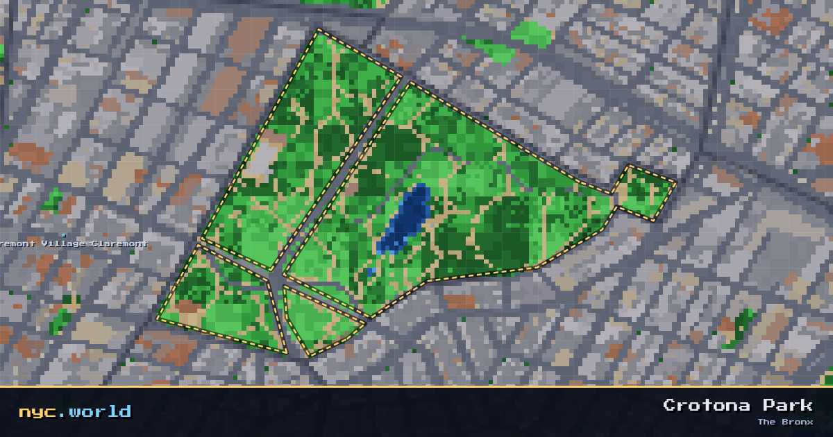pixel-art map of Crotona Park, The Bronx on nyc.world