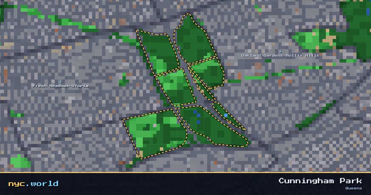 pixel-art map of Cunningham Park, Queens on nyc.world