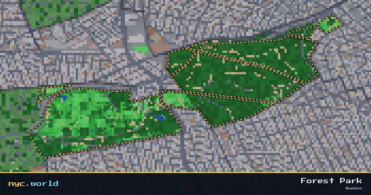 pixel-art map of Forest Park, Queens on nyc.world