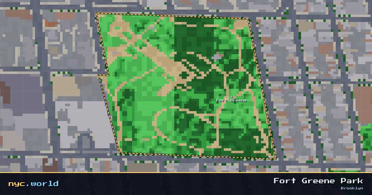 pixel-art map of Fort Greene Park, Brooklyn on nyc.world