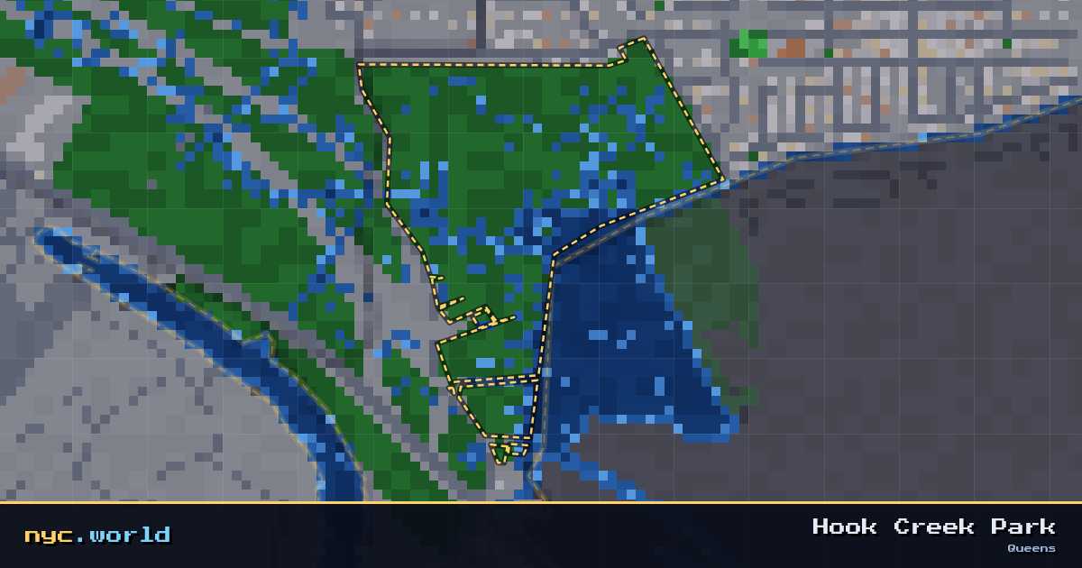 pixel-art map of Hook Creek Park, Queens on nyc.world