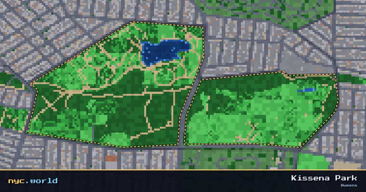 pixel-art map of Kissena Park, Queens on nyc.world
