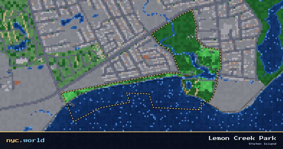 pixel-art map of Lemon Creek Park, Staten Island on nyc.world