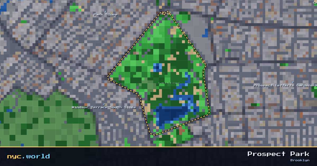 pixel-art map of Prospect Park, Brooklyn on nyc.world
