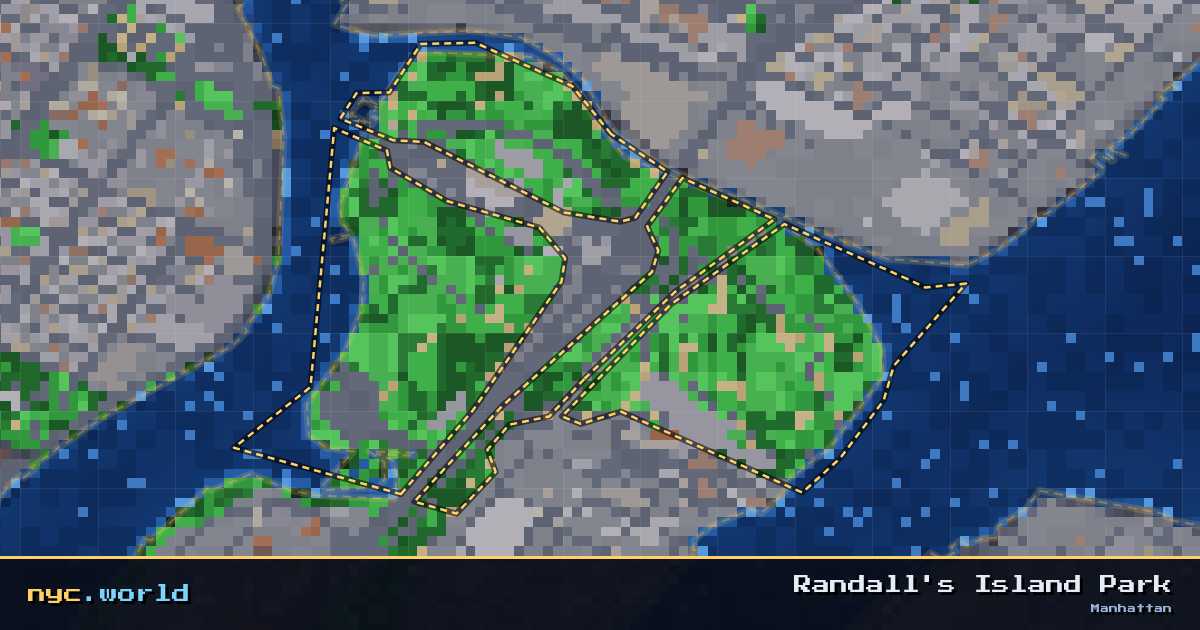 pixel-art map of Randall's Island Park, Manhattan on nyc.world