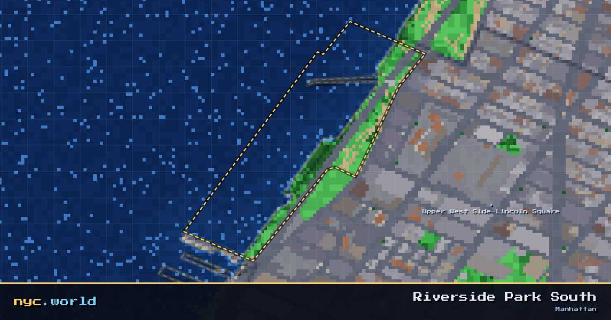 pixel-art map of Riverside Park South, Manhattan on nyc.world