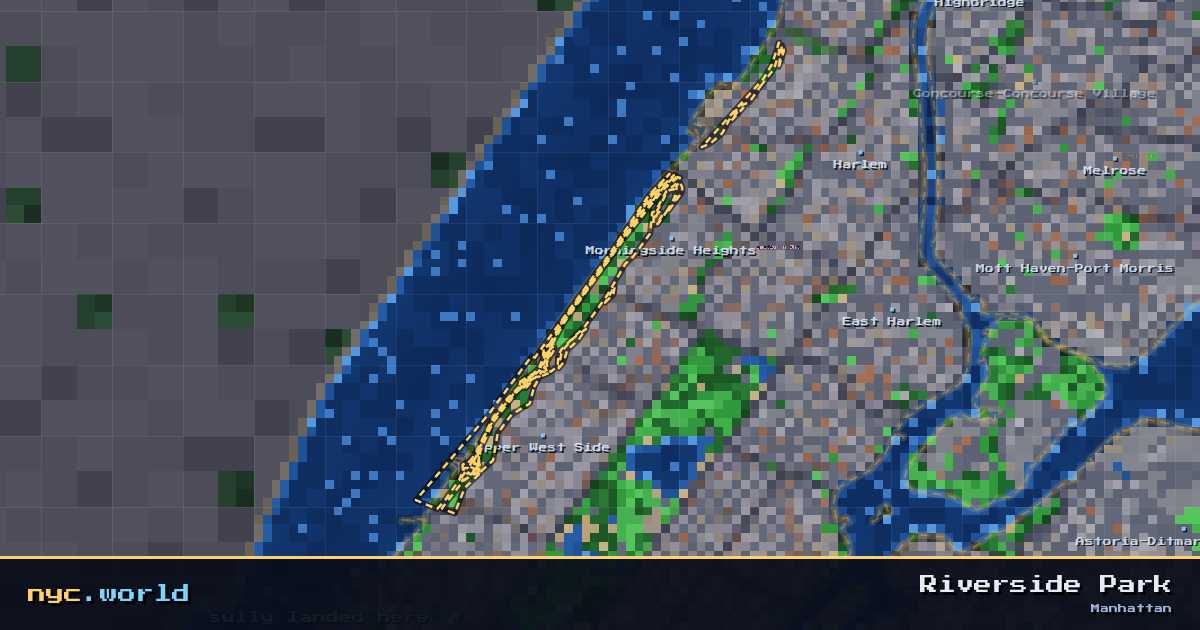 pixel-art map of Riverside Park, Manhattan on nyc.world