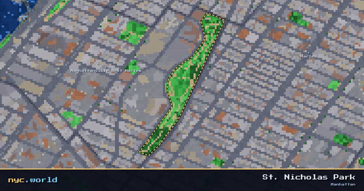 pixel-art map of St. Nicholas Park, Manhattan on nyc.world
