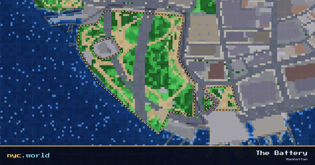 pixel-art map of The Battery, Manhattan on nyc.world