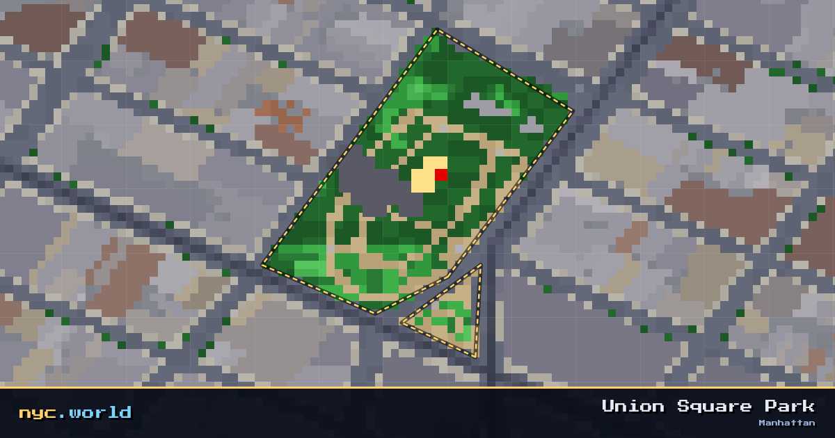 pixel-art map of Union Square Park, Manhattan on nyc.world