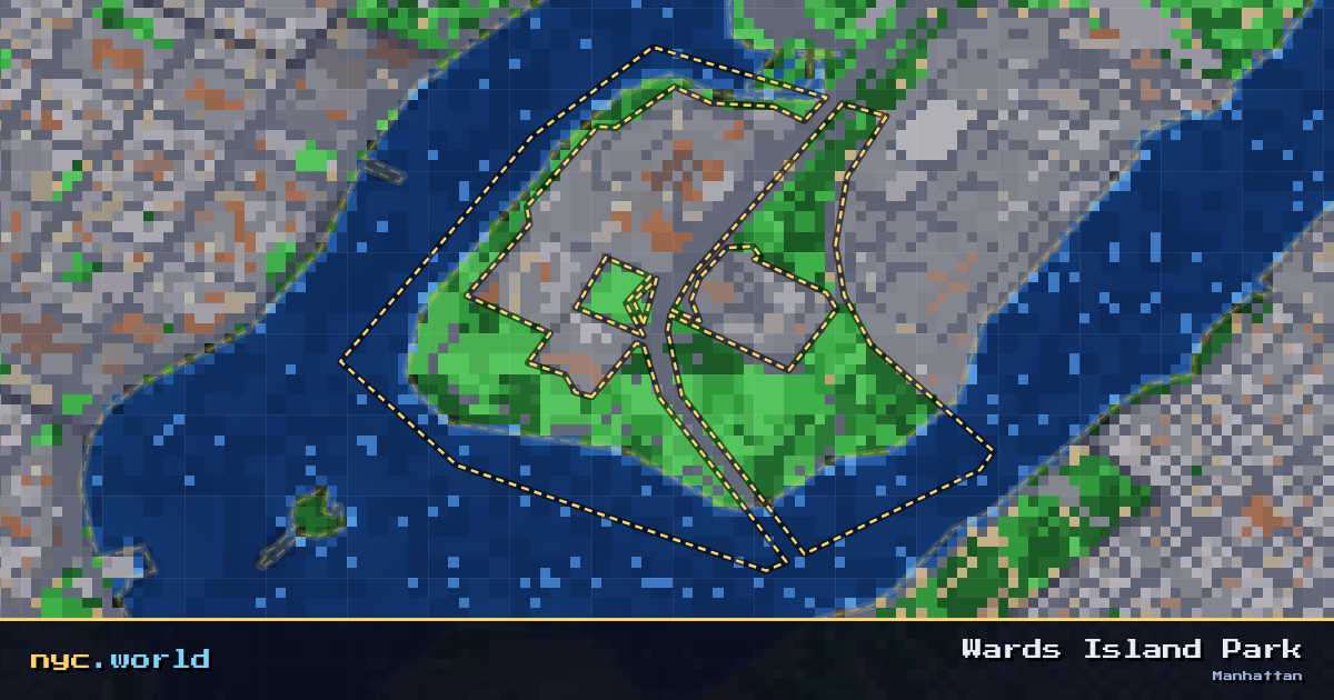 pixel-art map of Wards Island Park, Manhattan on nyc.world