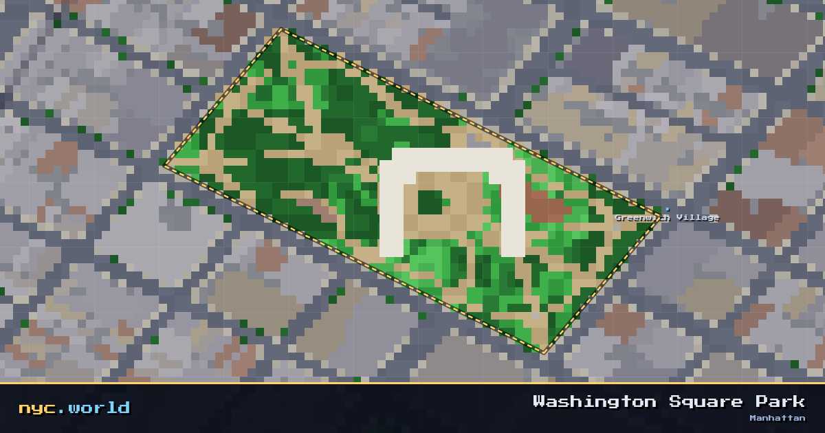 pixel-art map of Washington Square Park, Manhattan on nyc.world