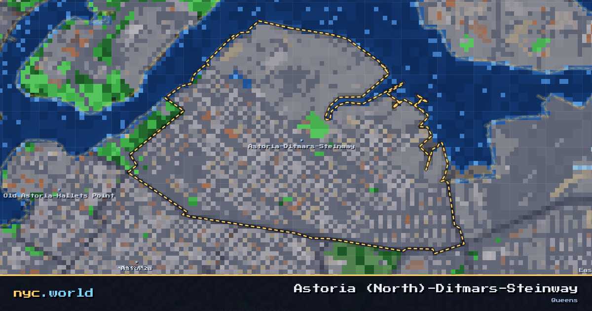 pixel-art map of Astoria (North)-Ditmars-Steinway, Queens on nyc.world