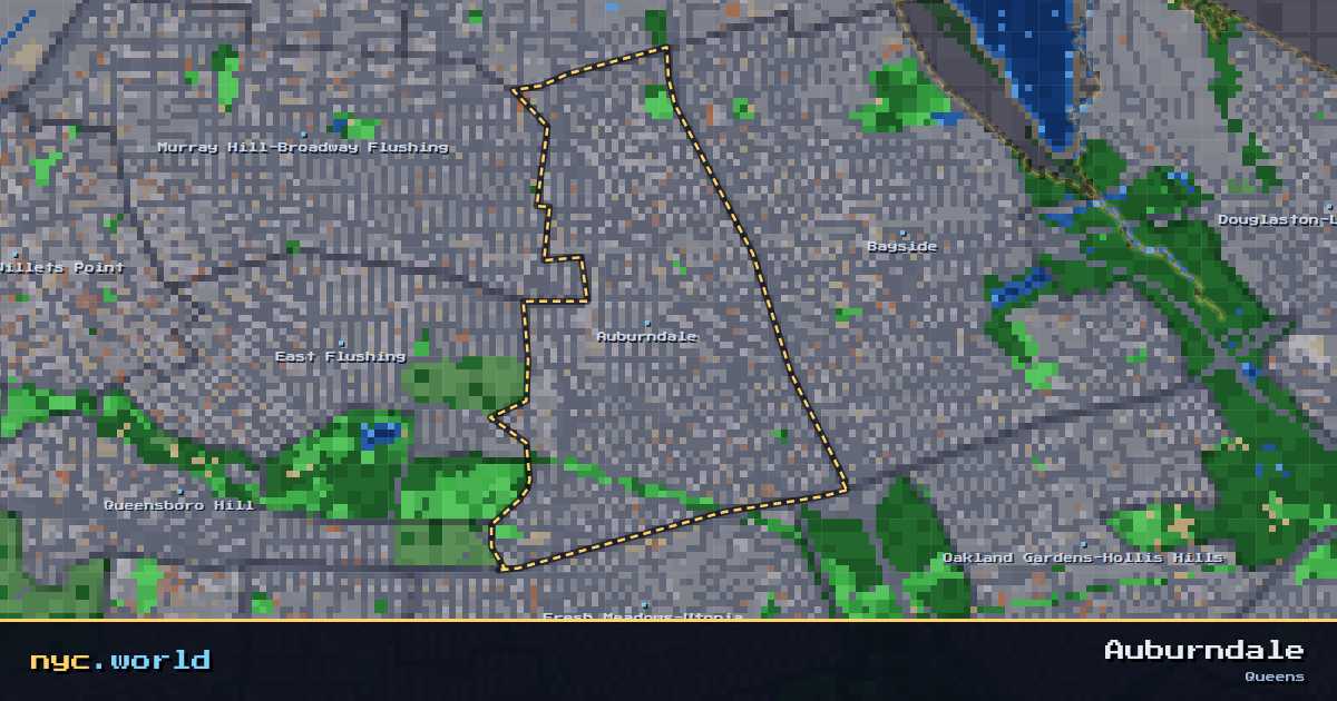 pixel-art map of Auburndale, Queens on nyc.world