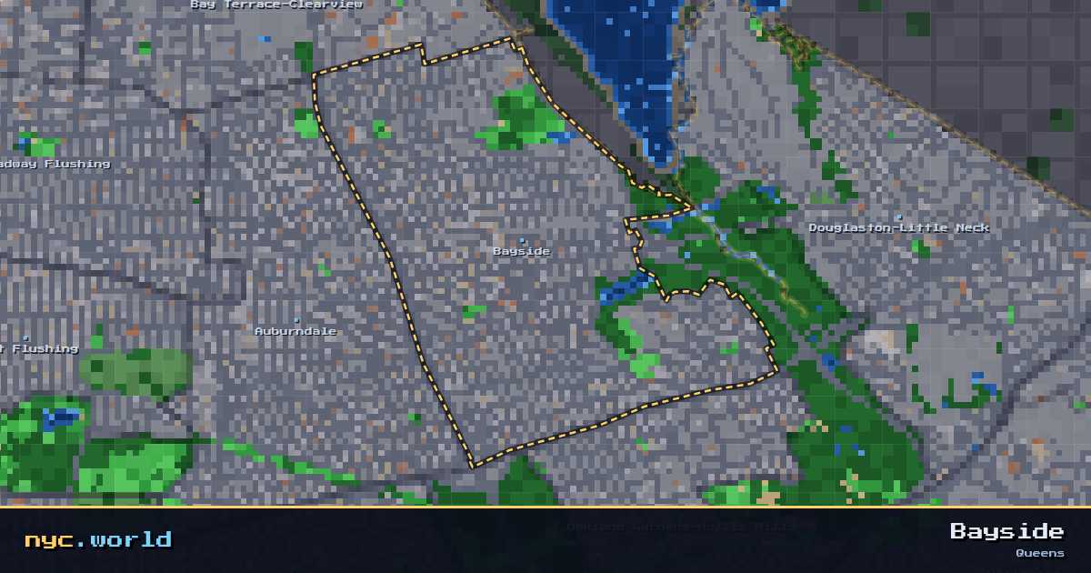 pixel-art map of Bayside, Queens on nyc.world