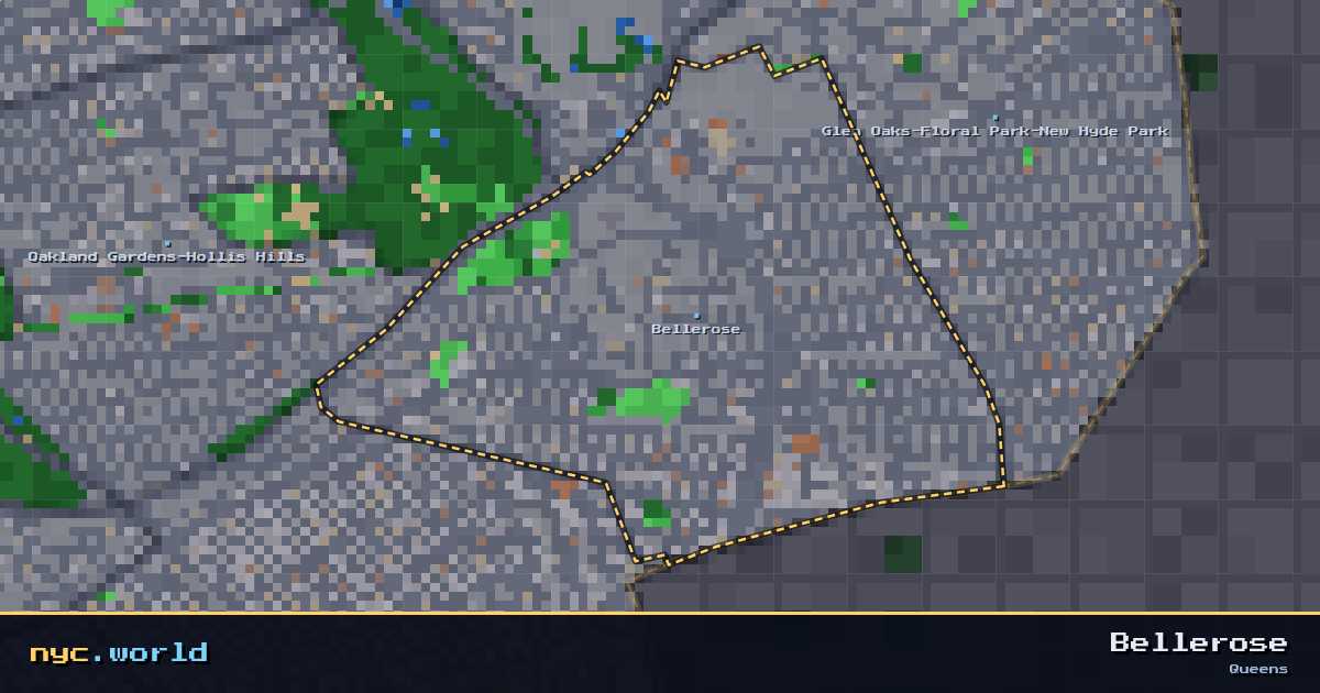 pixel-art map of Bellerose, Queens on nyc.world