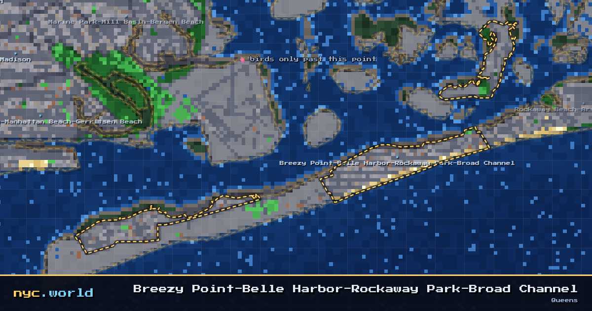 pixel-art map of Breezy Point-Belle Harbor-Rockaway Park-Broad Channel, Queens on nyc.world