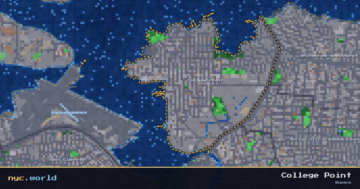 pixel-art map of College Point, Queens on nyc.world