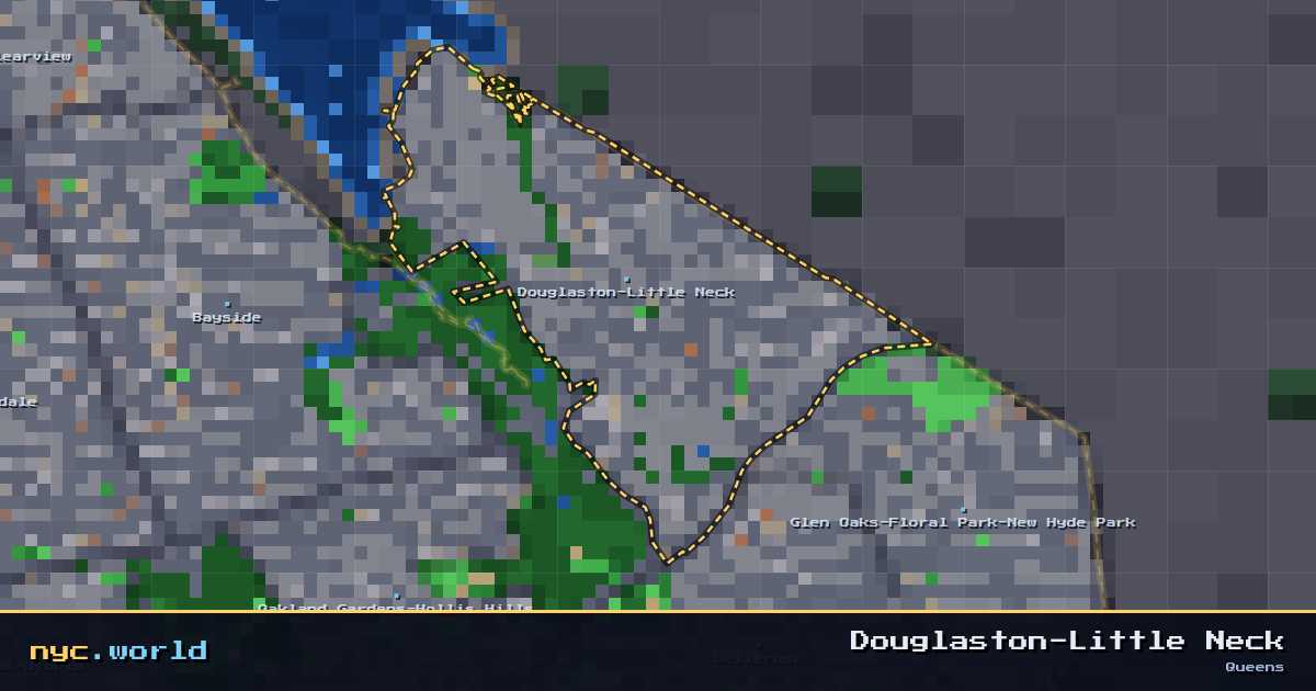pixel-art map of Douglaston-Little Neck, Queens on nyc.world