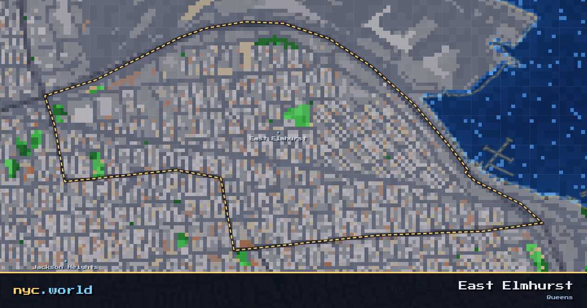 pixel-art map of East Elmhurst, Queens on nyc.world