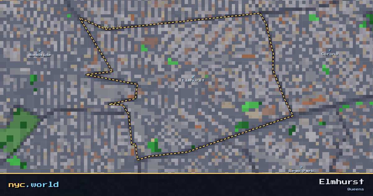 pixel-art map of Elmhurst, Queens on nyc.world