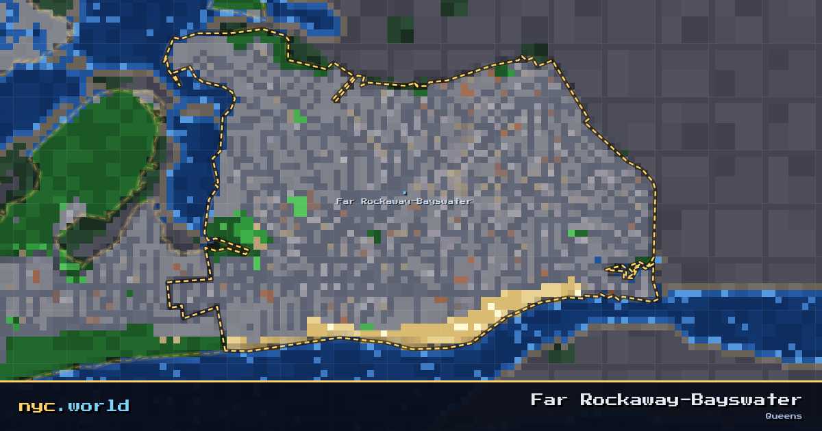 pixel-art map of Far Rockaway-Bayswater, Queens on nyc.world