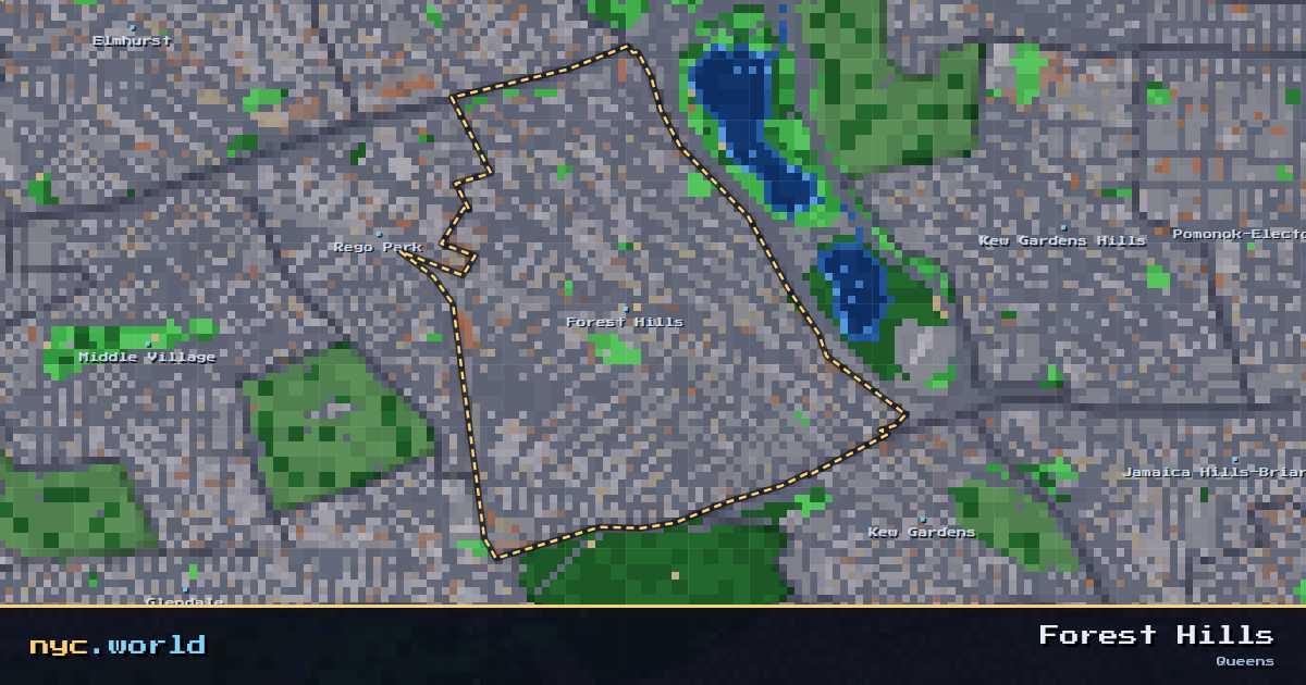 pixel-art map of Forest Hills, Queens on nyc.world