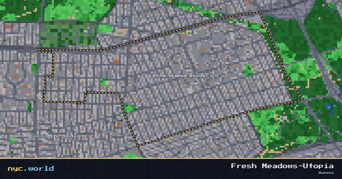 pixel-art map of Fresh Meadows-Utopia, Queens on nyc.world