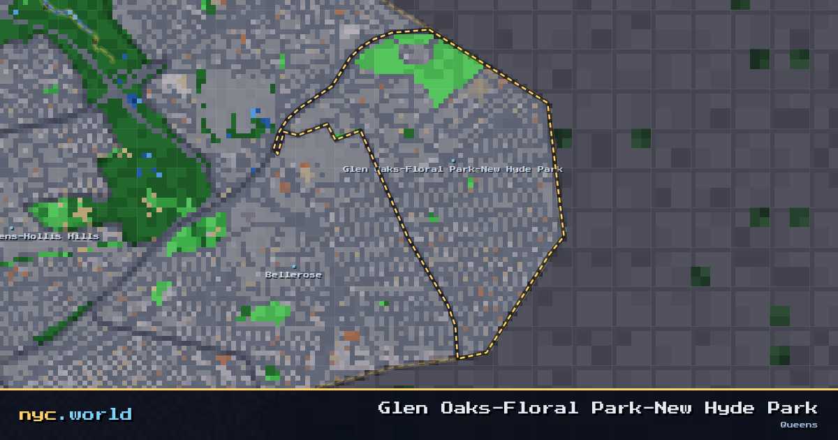pixel-art map of Glen Oaks-Floral Park-New Hyde Park, Queens on nyc.world