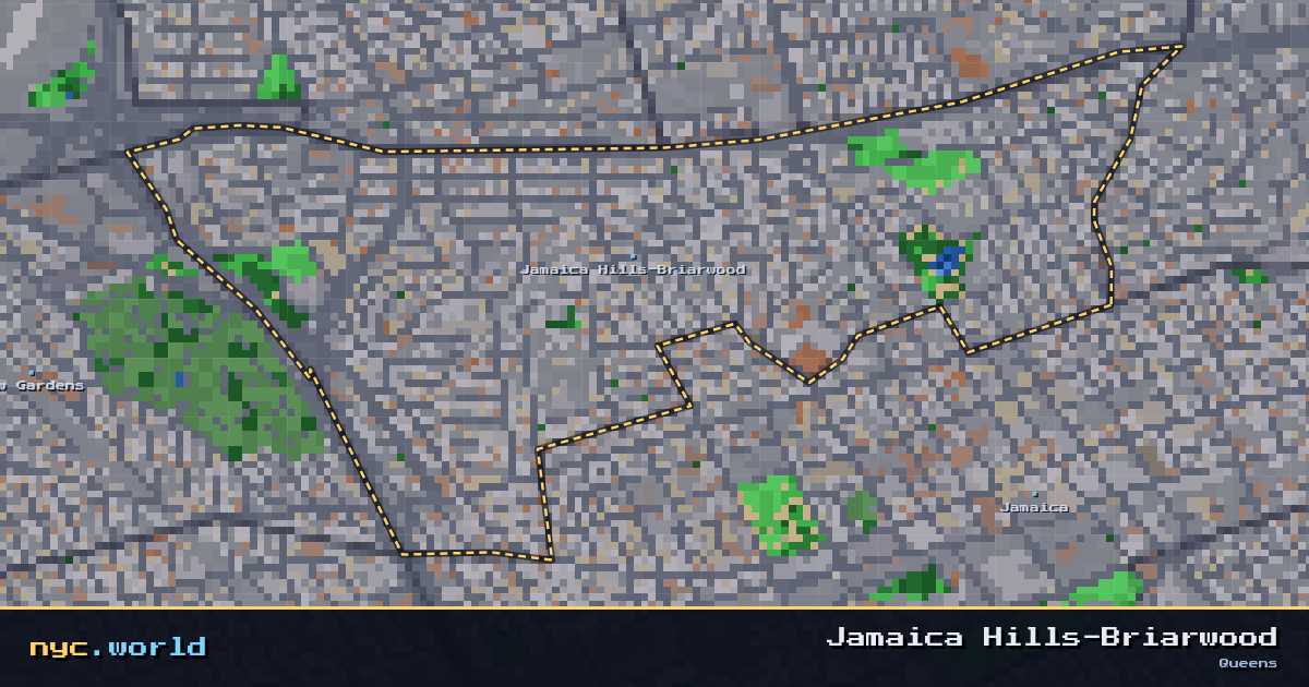 pixel-art map of Jamaica Hills-Briarwood, Queens on nyc.world