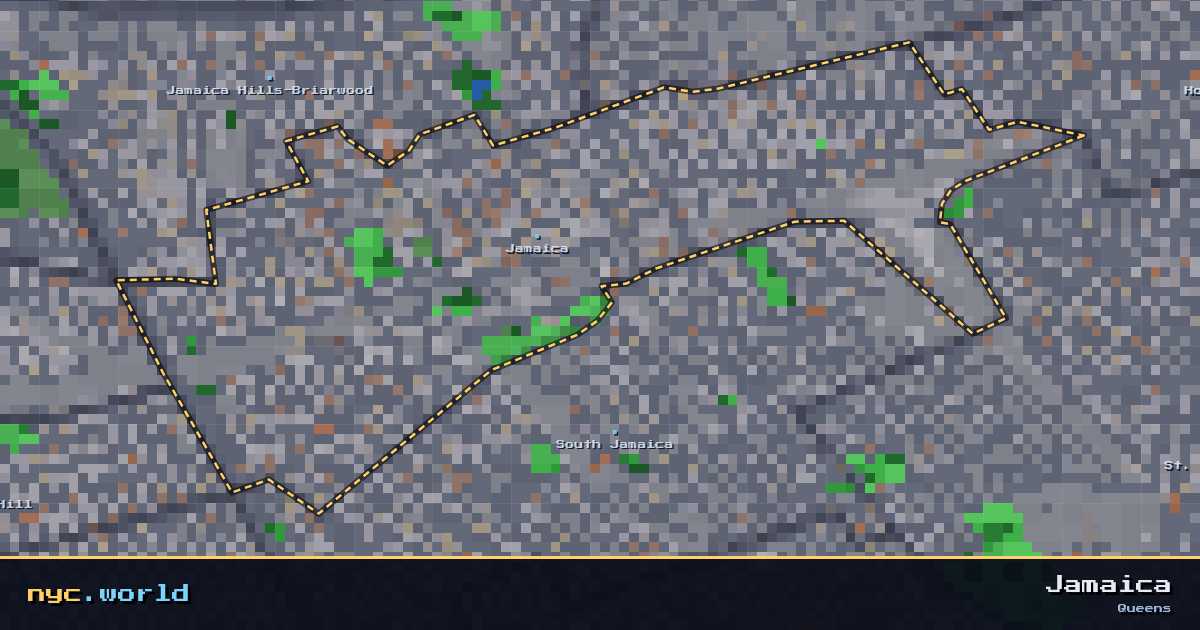 pixel-art map of Jamaica, Queens on nyc.world