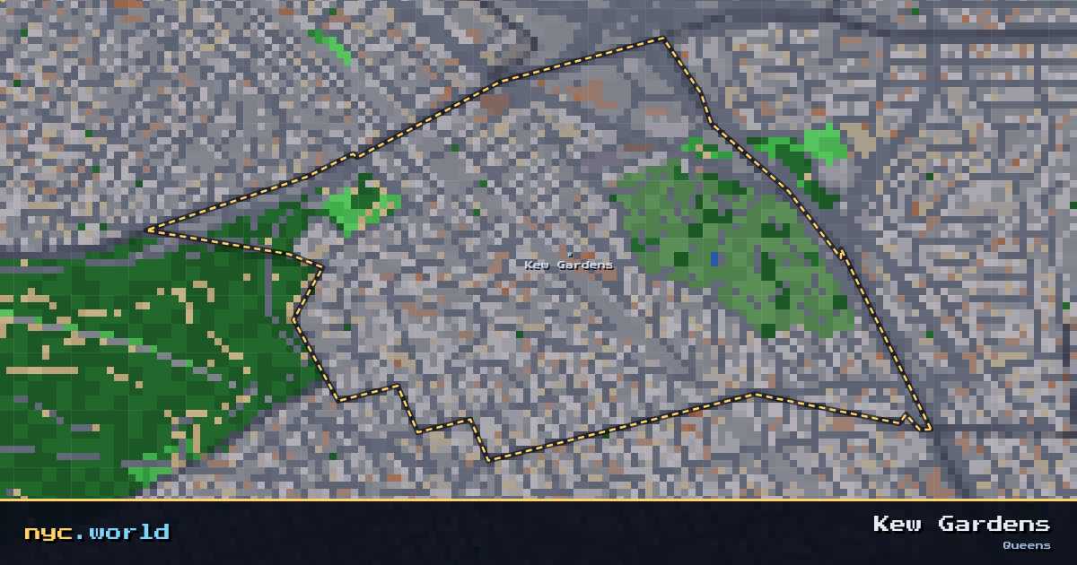 pixel-art map of Kew Gardens, Queens on nyc.world