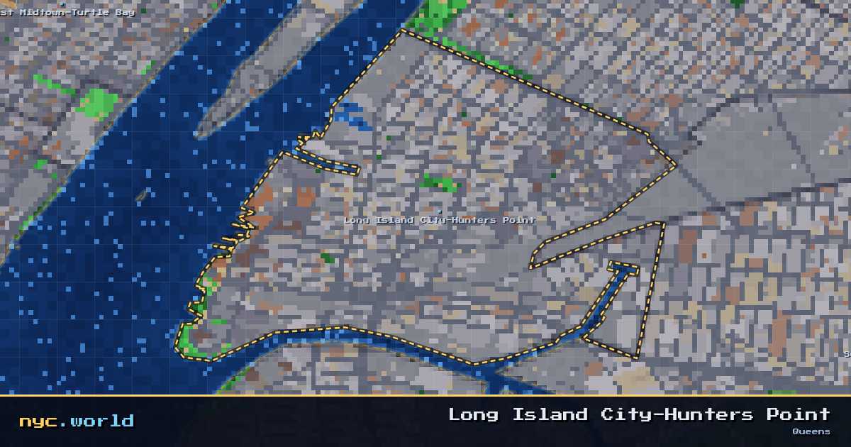 pixel-art map of Long Island City-Hunters Point, Queens on nyc.world
