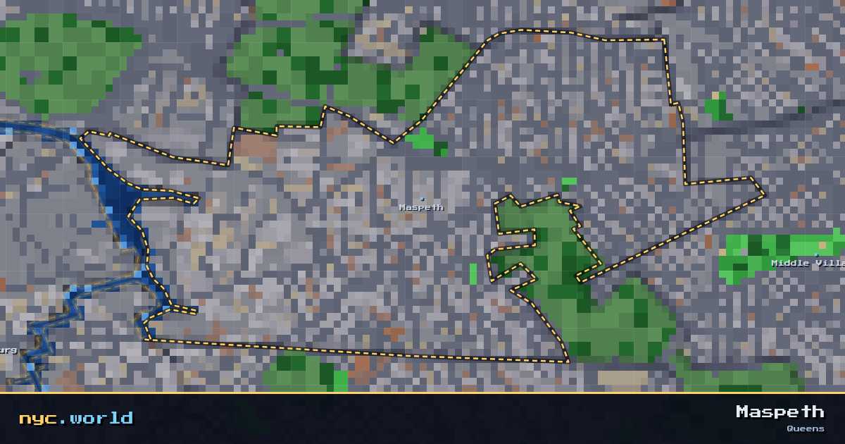 pixel-art map of Maspeth, Queens on nyc.world