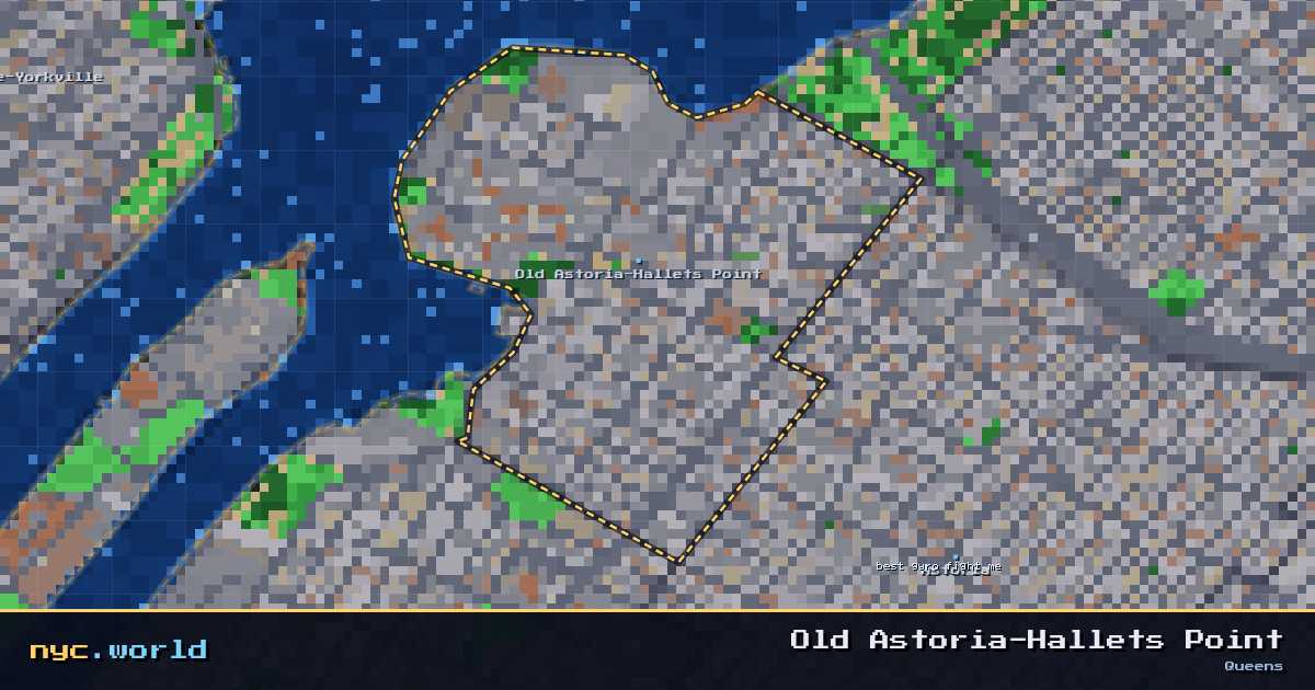 pixel-art map of Old Astoria-Hallets Point, Queens on nyc.world