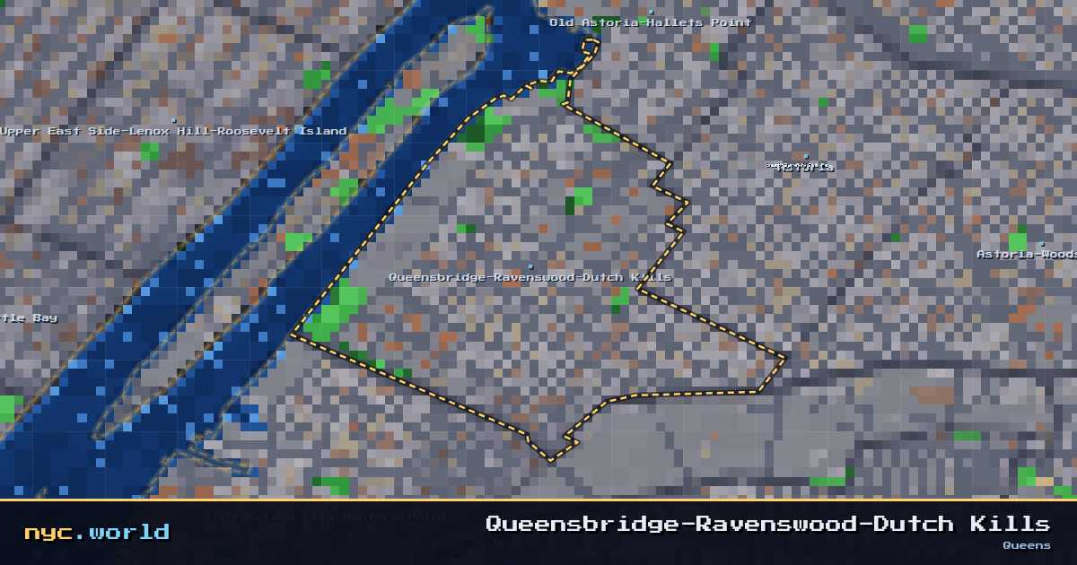 pixel-art map of Queensbridge-Ravenswood-Dutch Kills, Queens on nyc.world