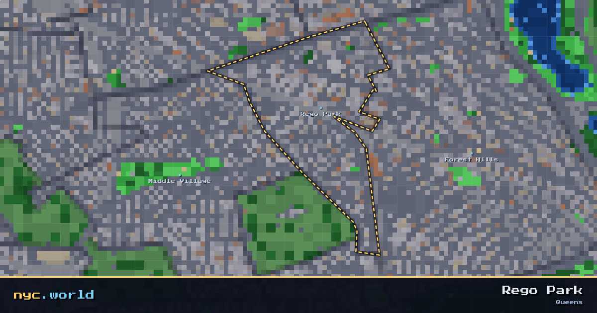 pixel-art map of Rego Park, Queens on nyc.world