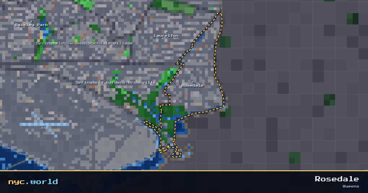 pixel-art map of Rosedale, Queens on nyc.world