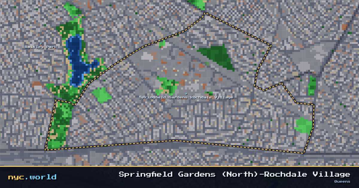 pixel-art map of Springfield Gardens (North)-Rochdale Village, Queens on nyc.world