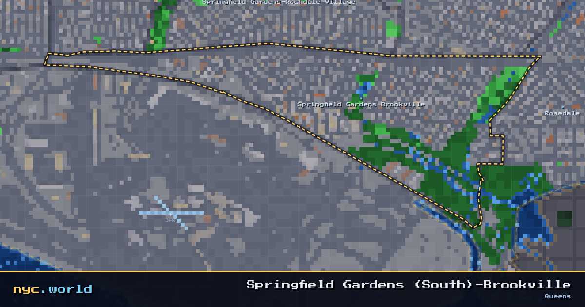 pixel-art map of Springfield Gardens (South)-Brookville, Queens on nyc.world