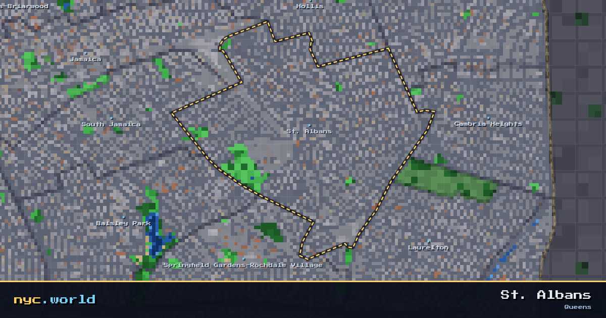 pixel-art map of St. Albans, Queens on nyc.world