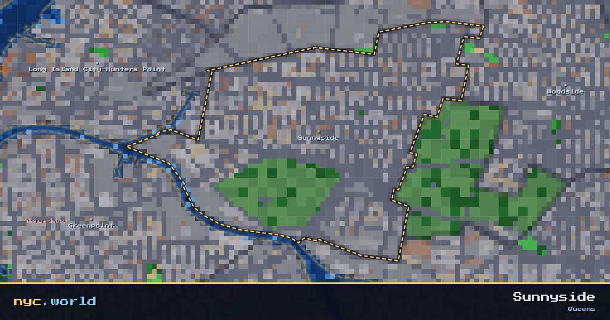 pixel-art map of Sunnyside, Queens on nyc.world
